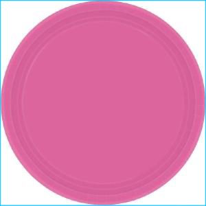 Bright Pink Round Plastic Snack Plates P