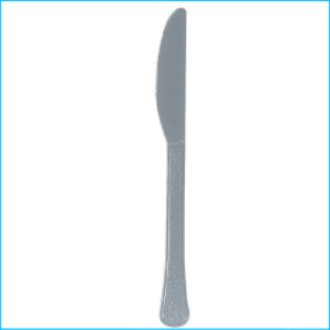 Silver Plastic Knives Pk 20