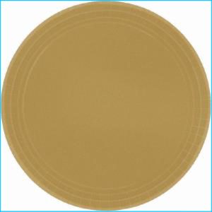 Gold Round Plastic Snack Plate Pk 20