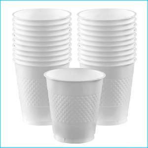 White Plastic Cups Pk 20