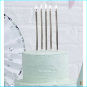 Candle Tall Silver Pk 12