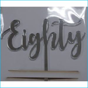 Cake Topper Eighty Silver
