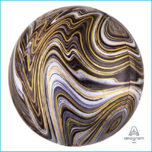 Orbz Foil Marble Black, Gold & White 38c