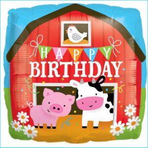 Foil 45cm Happy Birthday Barn Animals
