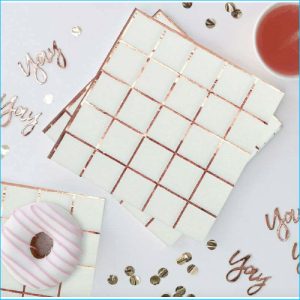 Rose Gold Checker Napkins Pk 16
