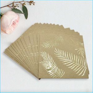 Gold Palm Leaf Napkins Pk 16