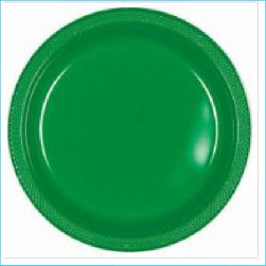 Green Plastic 7" Snack Plate Pk 20