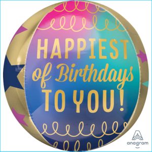 Foil Orbz Happy Birthday Stars 38cm
