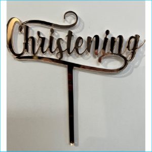 Cake Topper Christening Rose Gold