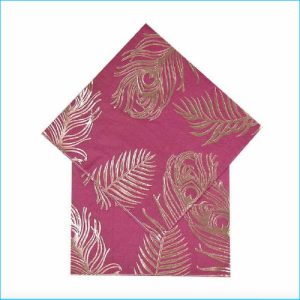 Pink Gold Leaf Napkins Pk 16