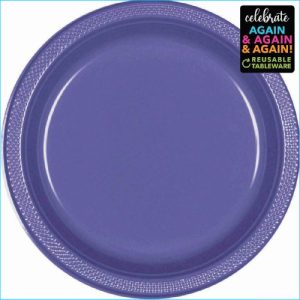 Purple Round Plastic Plates 9"