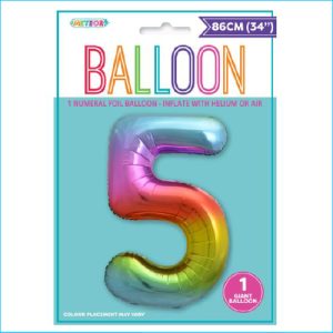 Foil 86cm Rainbow Number 5 M