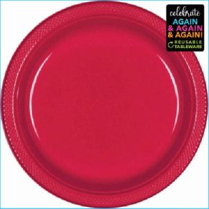 Apple Red Plastic Snack Plates Pk 20