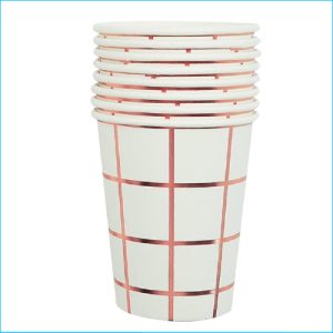 Rose Gold Checker Paper Cup Pk 8