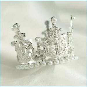 Cake Topper Silver and Pearl Mini Crown