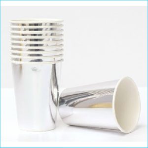 Metallic Silver Paper Cups Pk 8 9oz