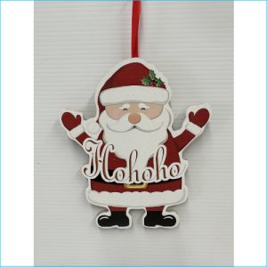Wooden Santa HOHOHO Hanging 20cm