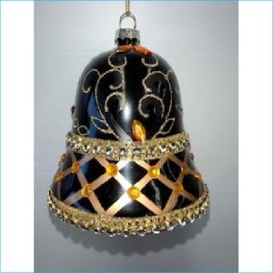 Glass Black Bell Ornament 13cm
