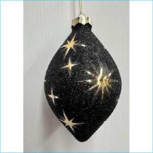 Black and Gold Star Bauble 8.3cm