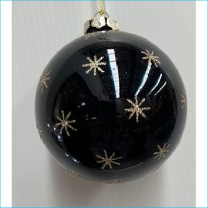 Black and Gold Bauble with Stars 10cm