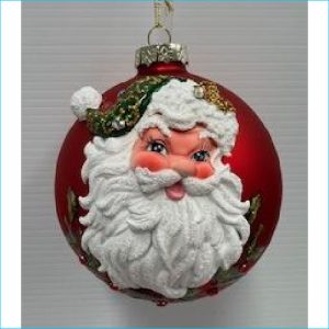 Bauble Red with Santa 10cm
