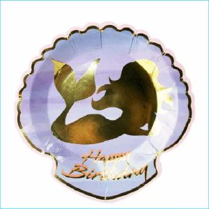 Mermaid Foil Paper Plates Pk 8 23cm