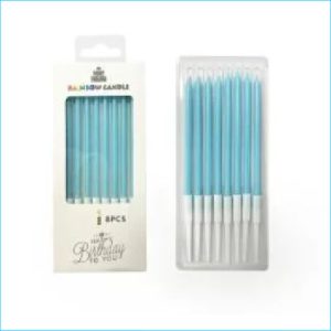 Tall Blue Candles 8pcs 10cm