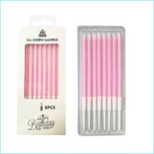 Tall Pink Candles 8pcs 10cm