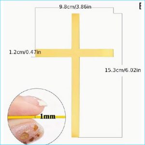 Cake Topper Gold Cross 9.8x15.3cm "T"