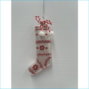 Stocking White Ornament 12cm