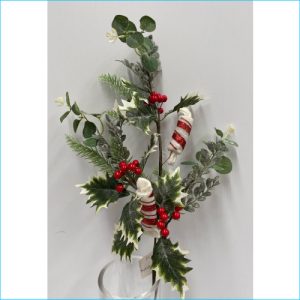 Xmas Holly/Candy Spray 72cm