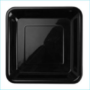 Black Plastic Square Dinner 10" Pla Pk20