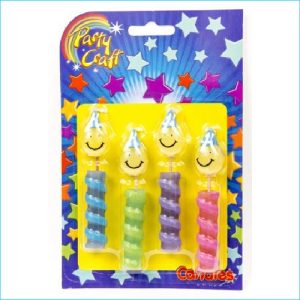 Smiley Face Swirl Candle Pk 4