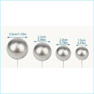 Cake Decorating Silver Foam Balls 8pcs