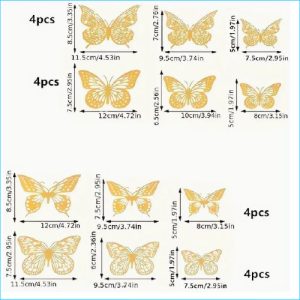 Gold 3D Butterfly Decoration 12pcs