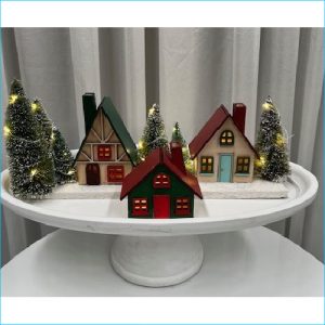 Light Up Village On Stand 42x22cm