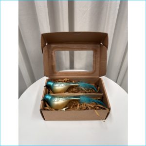 Tailfeather Glass Bird Set 2 Blue 20cm