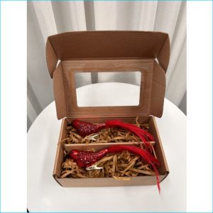 Tailfeather Glass Bird Set 2 Red 20cm