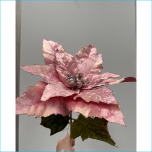 Velvet Poinsettia Stem Pink 57.5cm