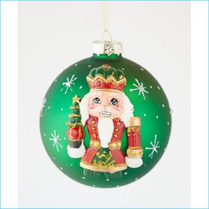 Bauble Green with Nutcracker 10cm
